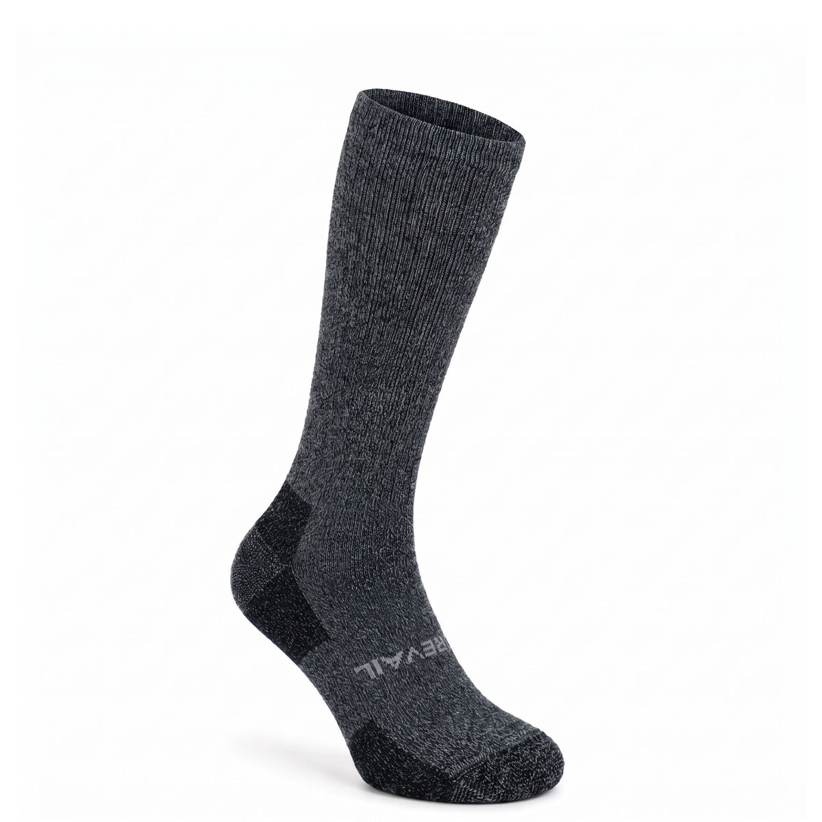 Gray tweed Prevail Midweight 14" OTC alpaca performance sock front right view