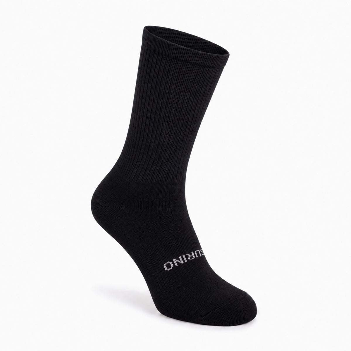 Black Surino Lightweight 9" crew alpaca sock right front view