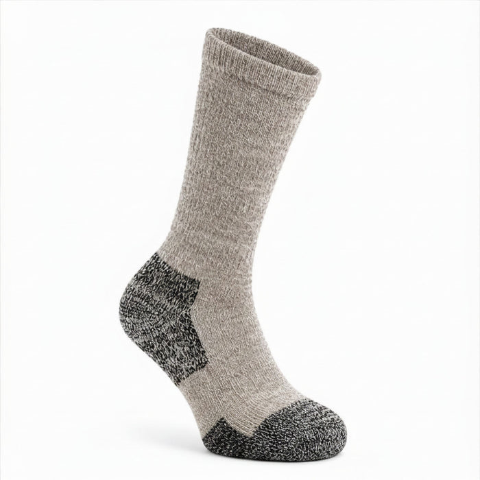 Brown tweed Adventure heavyweight 9" Crew alpaca performance sock front right view 9" Crew