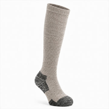 Brown tweed Adventure heavyweight 14" OTC alpaca performance sock front right view