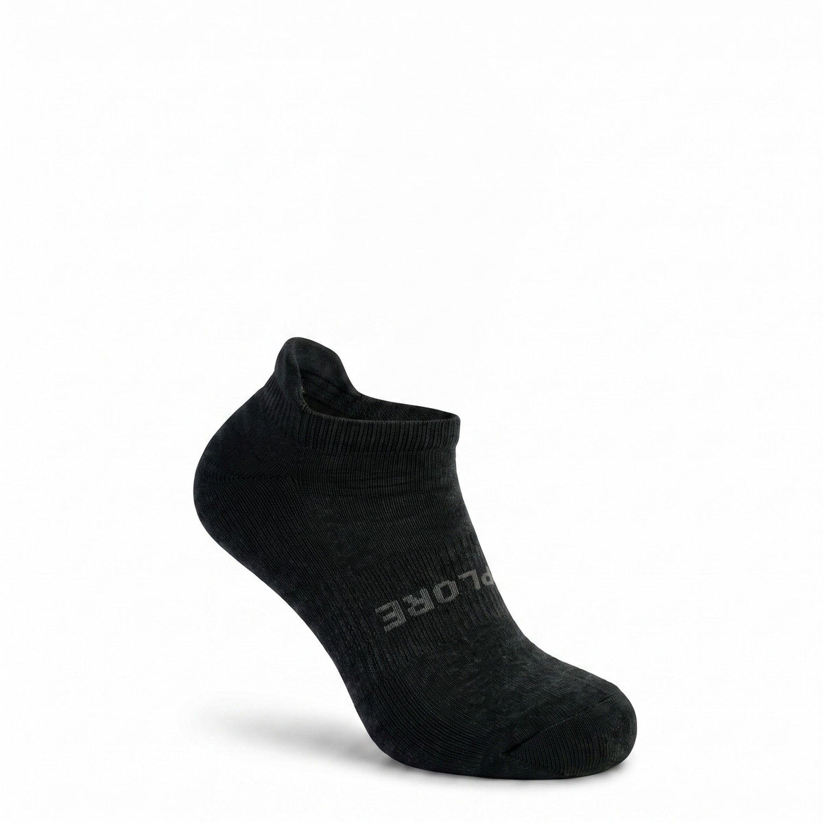 Black explore mid-weight micro alpaca sock right front view