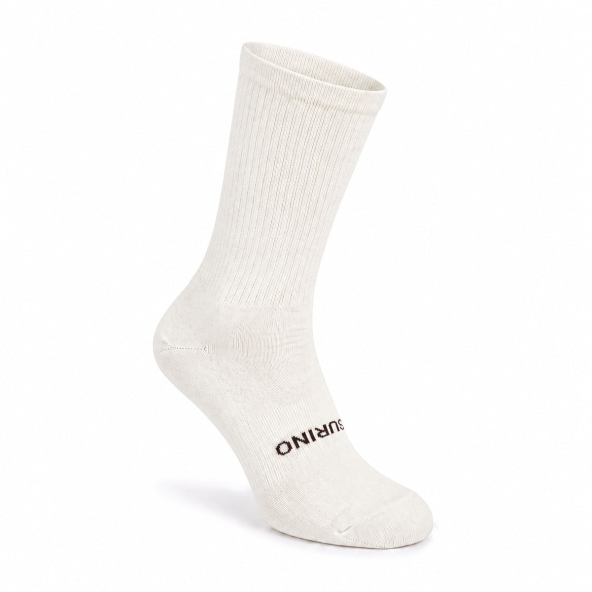 Natural White Surino Lightweight 9" crew alpaca sock right front view