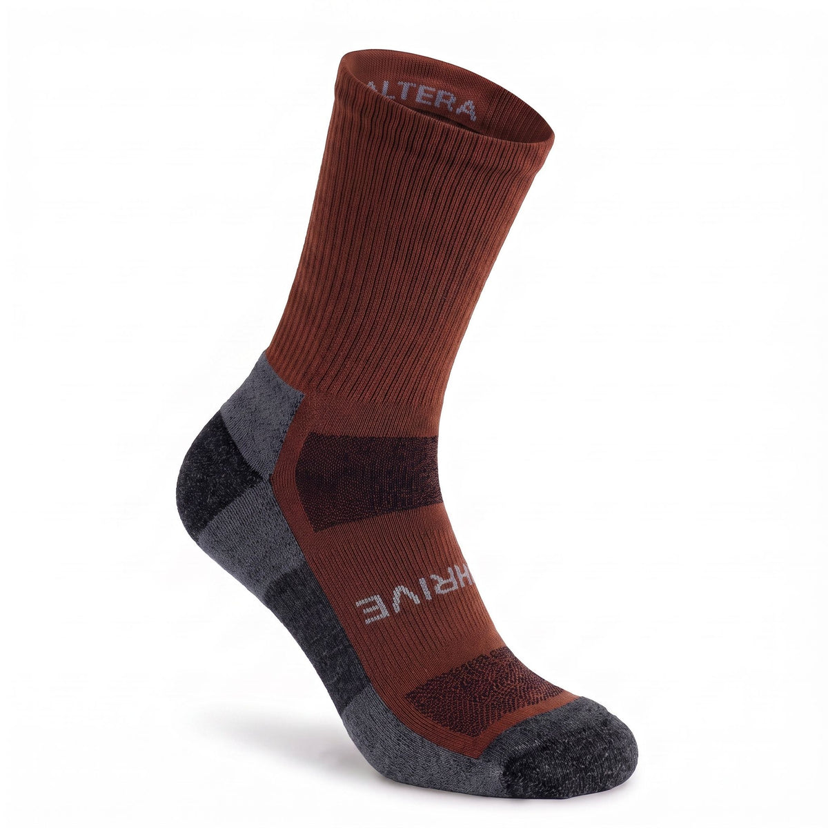 Rust Thrive Lightweight 6" Crew alpaca sock right front view