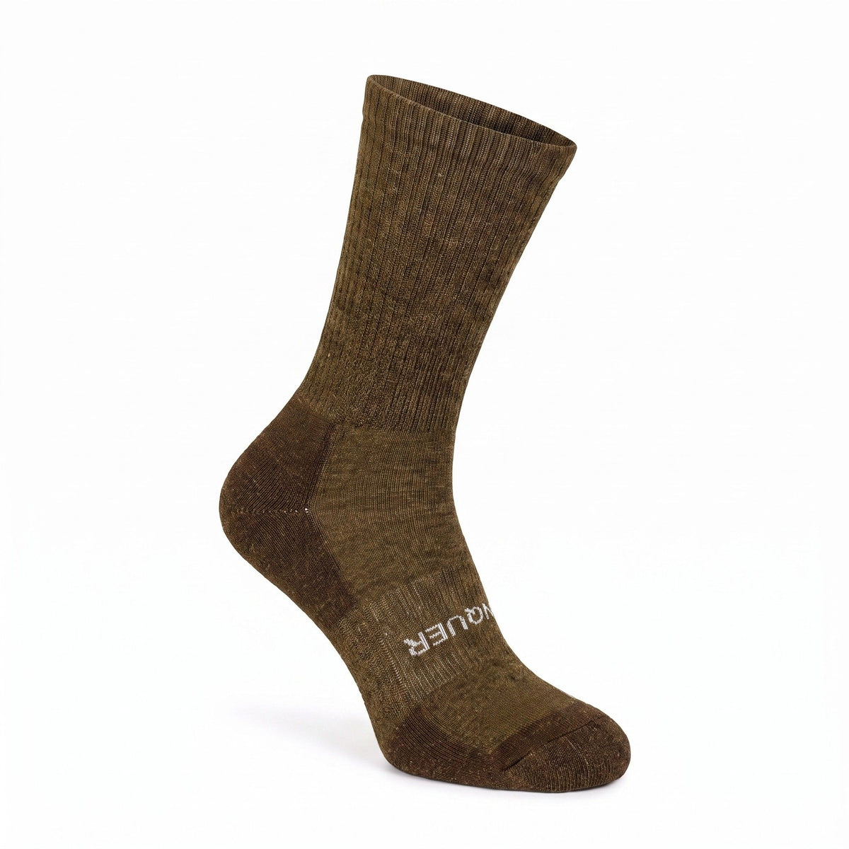 Coyote Brown Conquer Lightweight 9" crew alpaca sock right front view